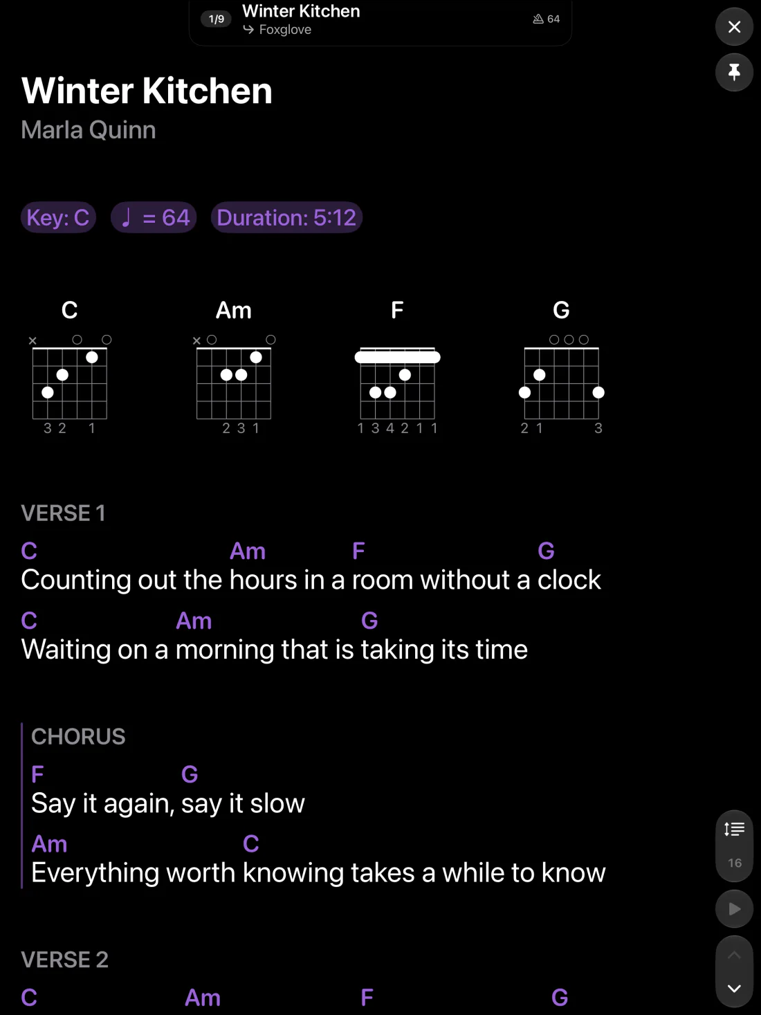 Live mode for the Living Room Show on an upright iPad